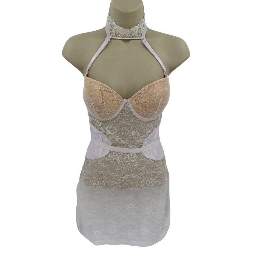 Fredericks of Hollywood Medium White Floral Flower Lace Underwire Padded Dress